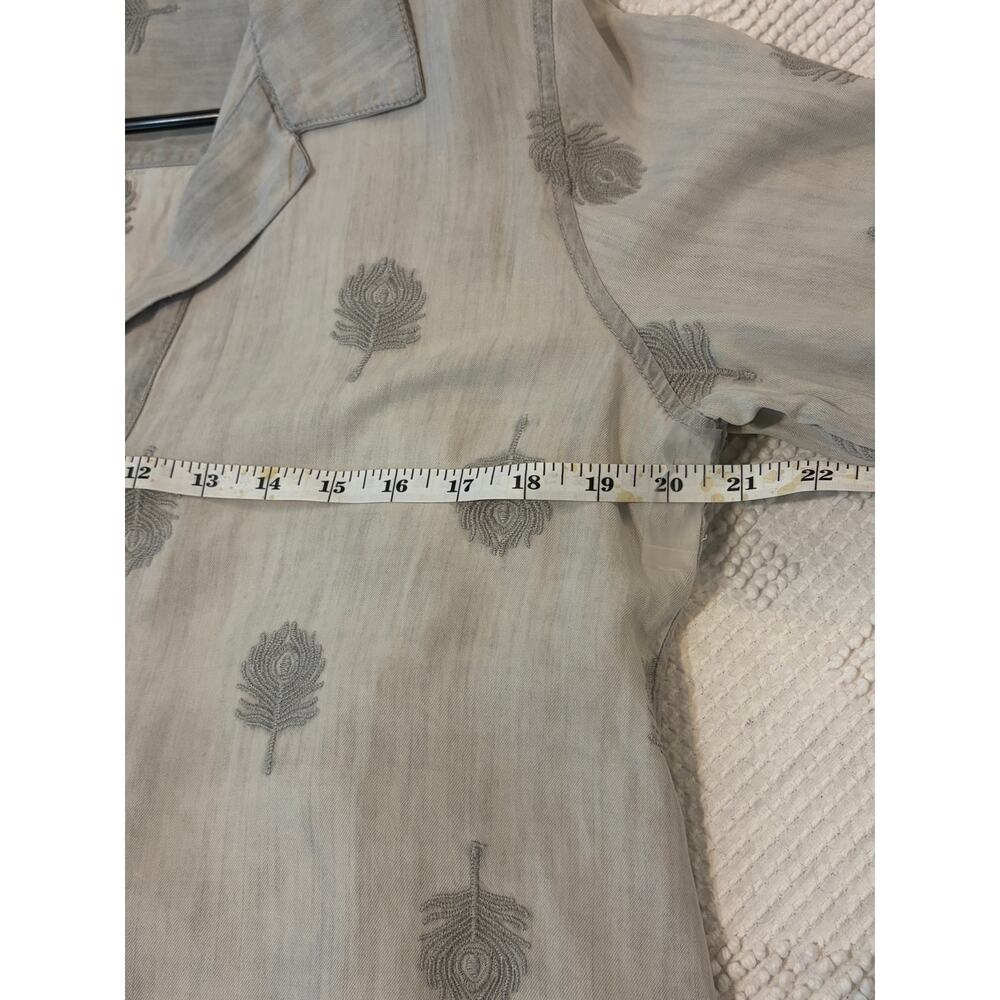 Soft Surroundings Embroidered Feather Tunic Dress Gray Tunic Dress Size M Boho - Picture 7 of 8